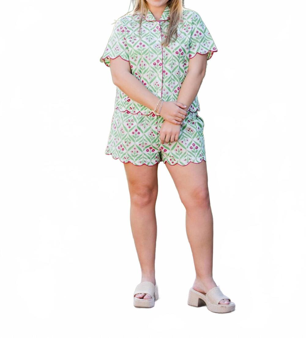 NEW HEART OF GRACE henley pajama short set in chateau rose